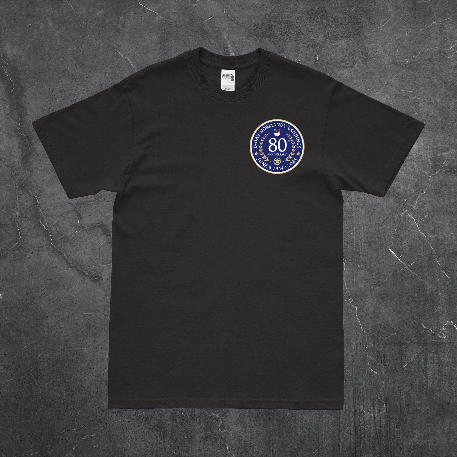 D-Day 80th Anniversary 1944-2024 Left Chest WW2 Emblem T-Shirt Tactically Acquired   