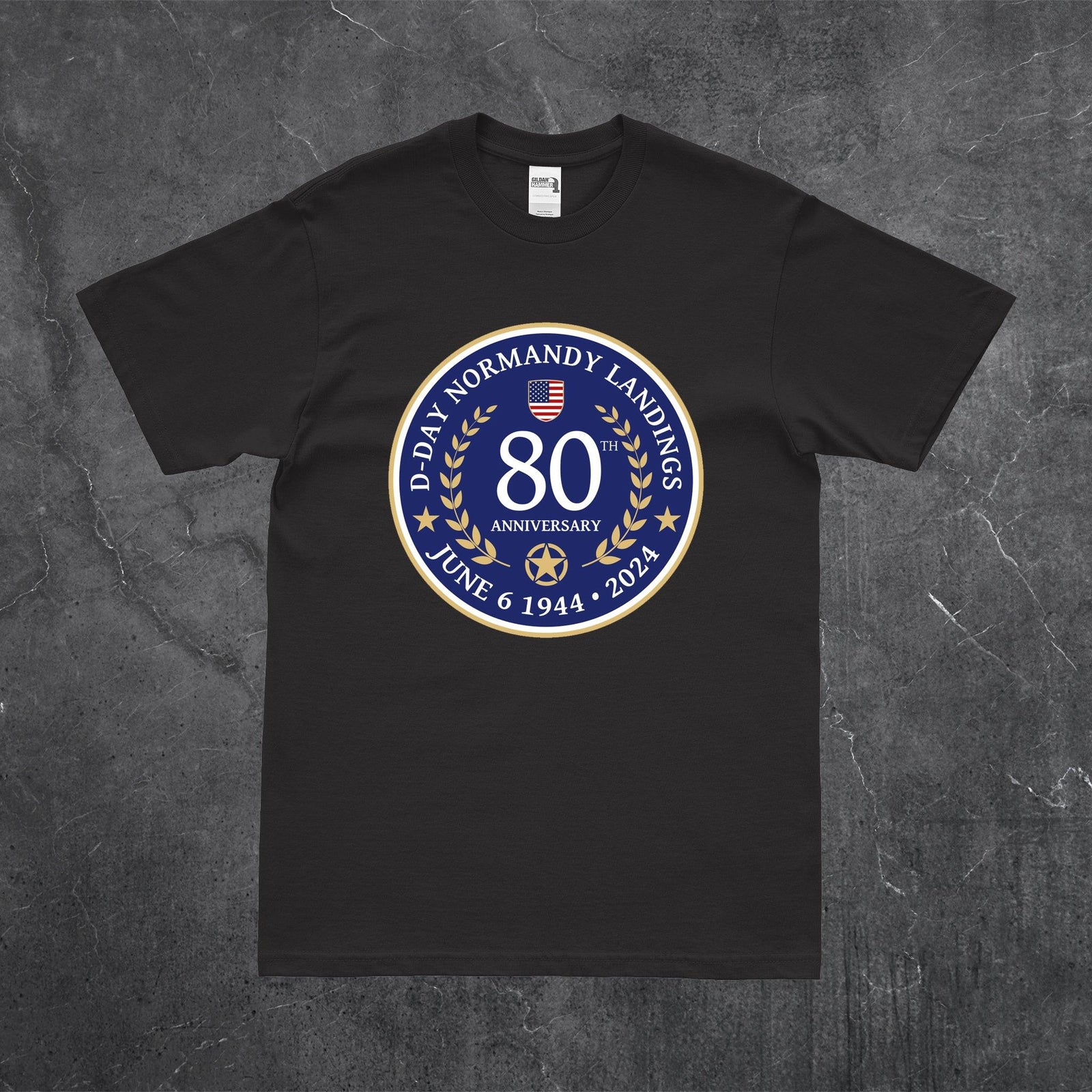 D-Day 80th Anniversary 1944-2024 Commemorative WW2 Emblem T-Shirt Tactically Acquired   