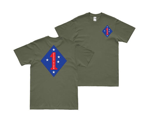 Double-Sided 1st Marine Division Desert Storm T-Shirt Tactically Acquired Small Military Green 