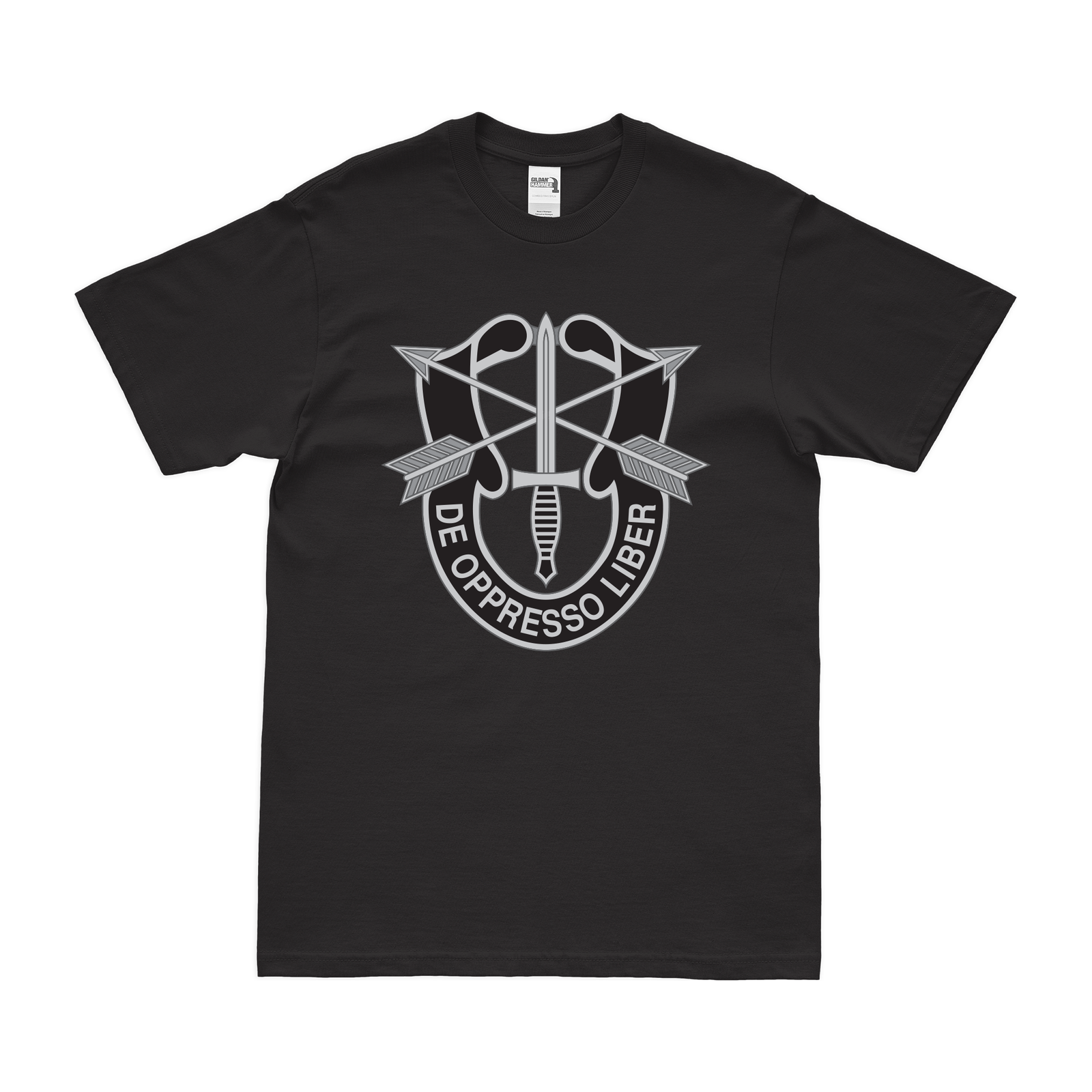 U.S. Army Special Forces De Oppresso Liber Emblem T-Shirt Tactically Acquired Small Black 