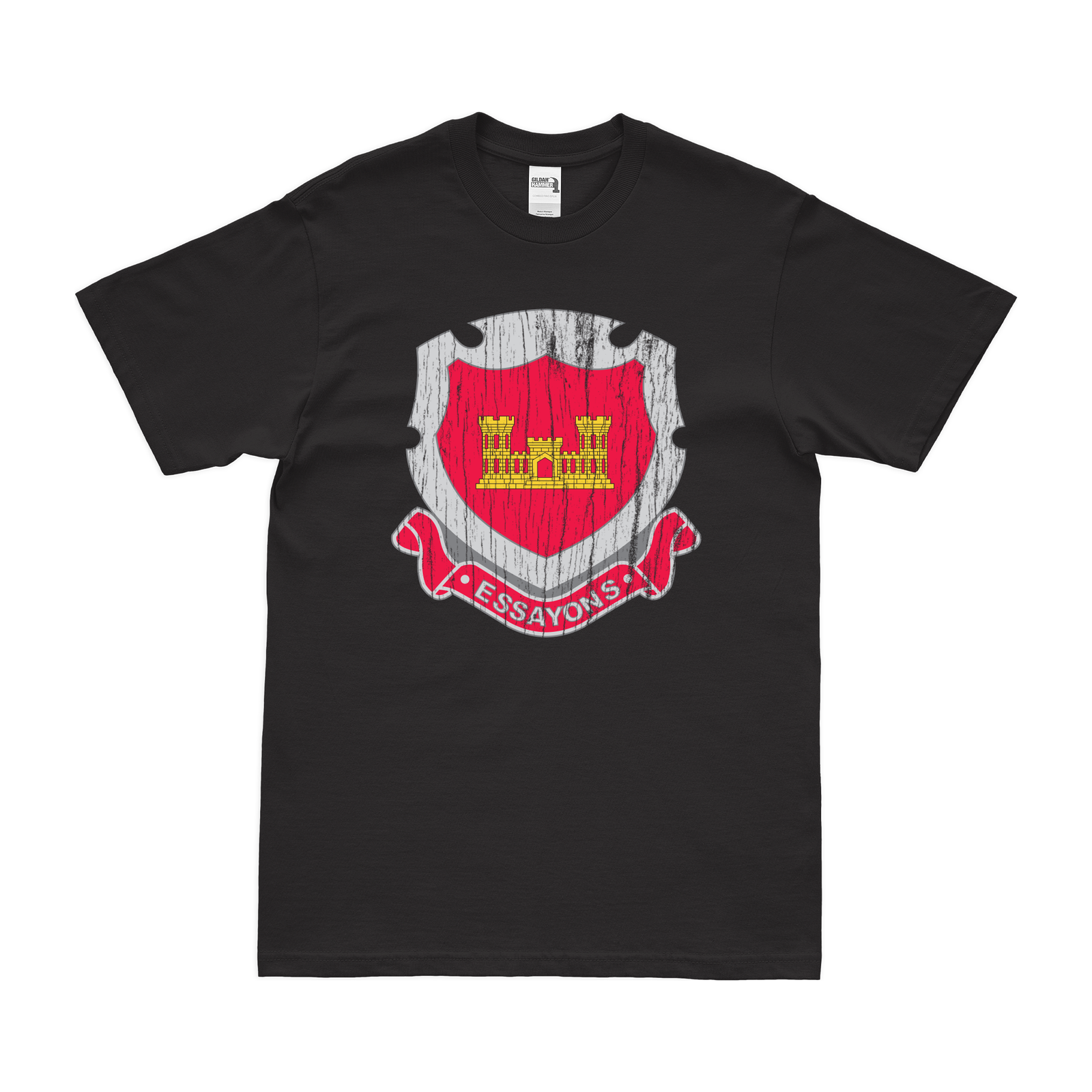 USACE Branch Insignia T-Shirt Tactically Acquired Black Distressed Small