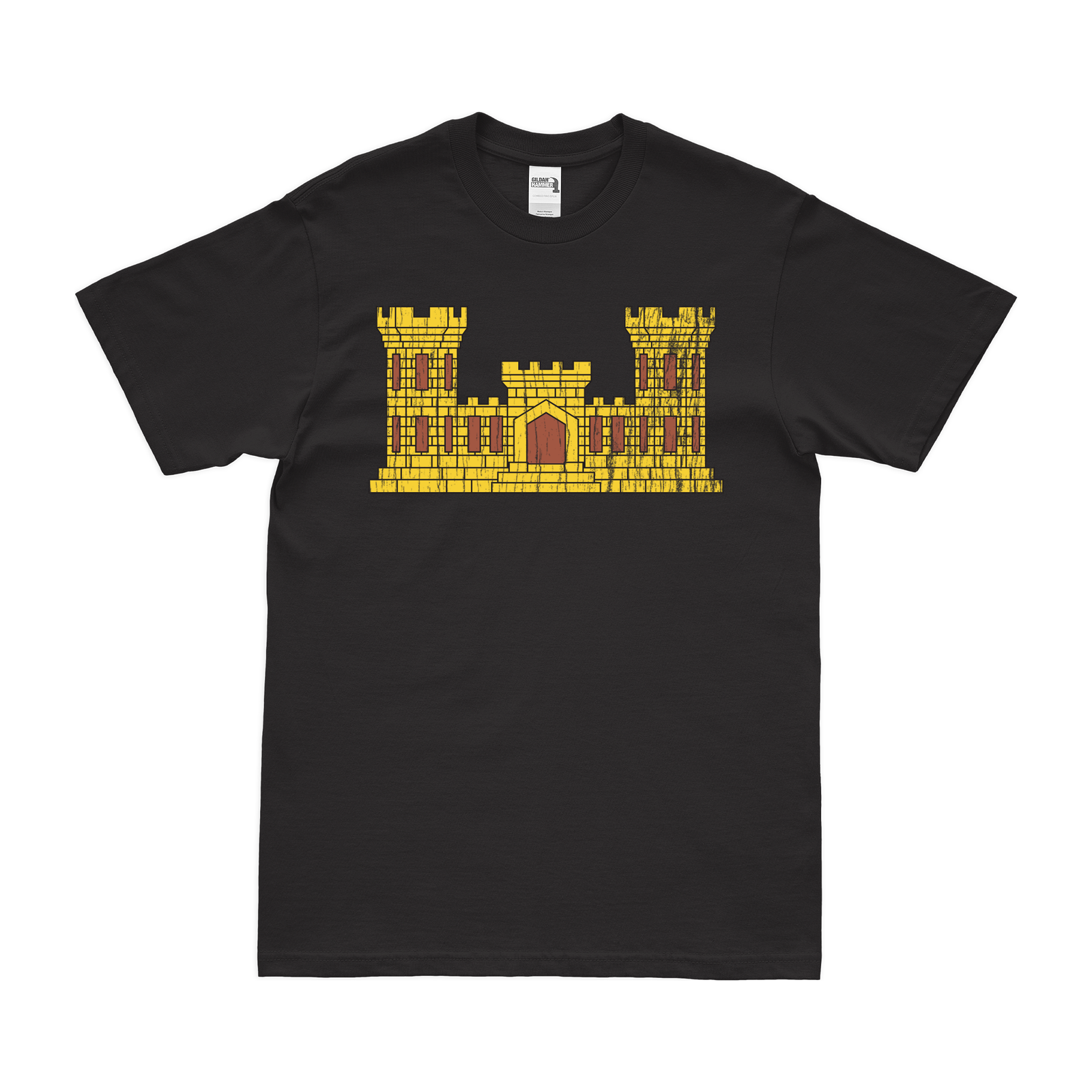 USACE Branch Emblem Castle T-Shirt Tactically Acquired Black Distressed Small
