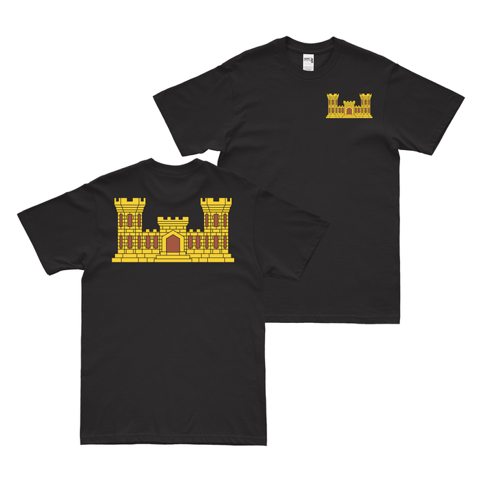 Double-Sided Corps of Engineers Castle T-Shirt Tactically Acquired Black Small 