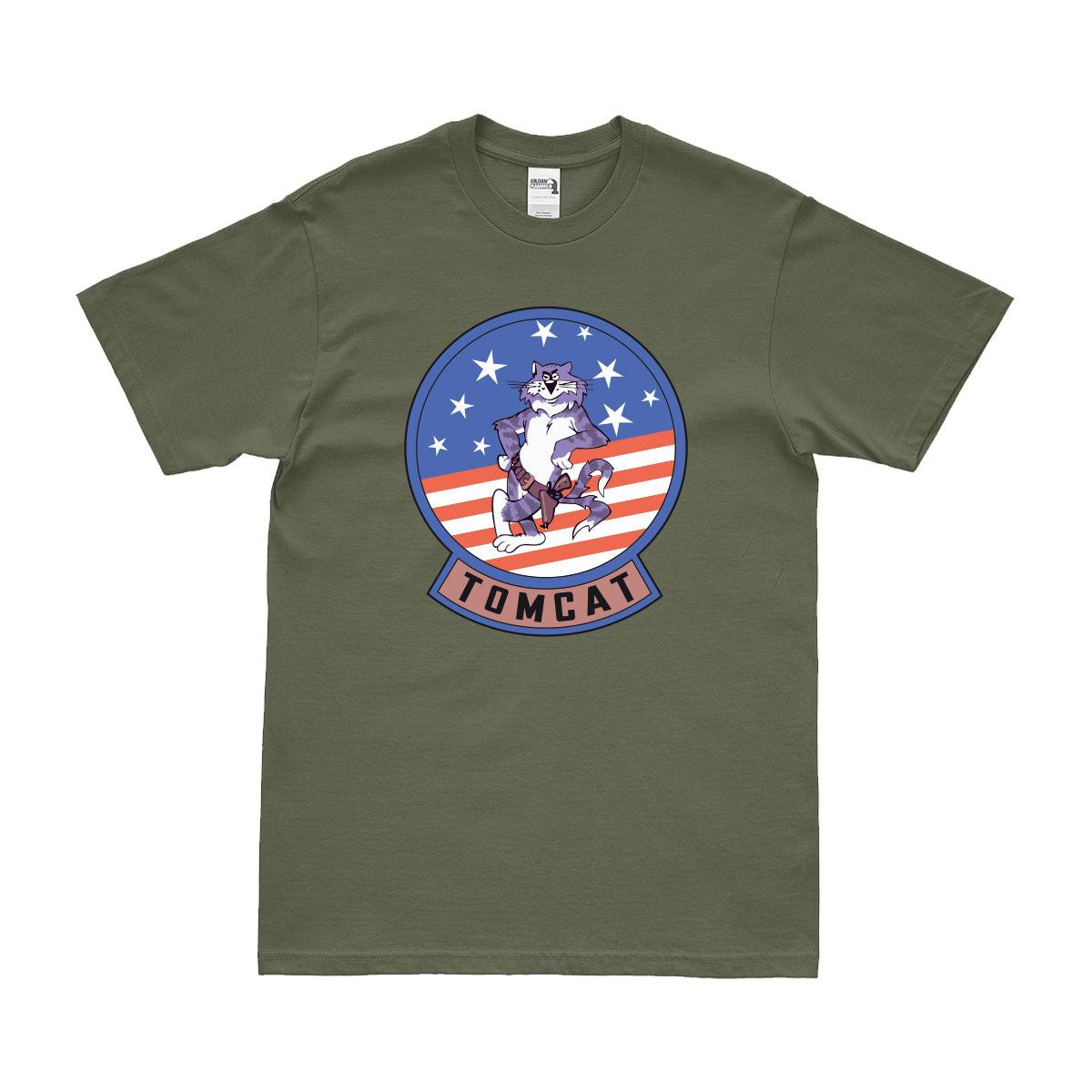 Official F-14 Tomcat Logo Emblem Insignia Aircraft T-Shirt Tactically Acquired Small Military Green 