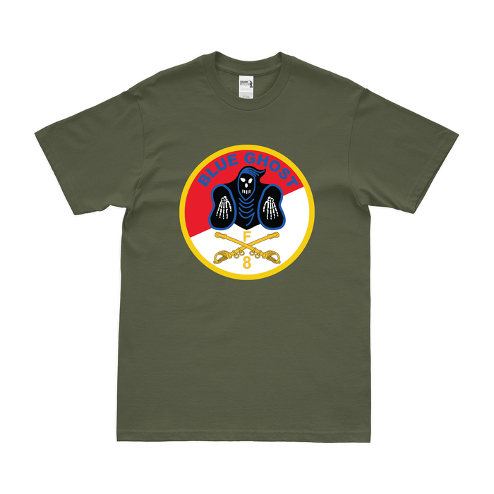 F Troop 8th Cavalry Regiment "Blue Ghost" T-Shirt Tactically Acquired Military Green Clean Small