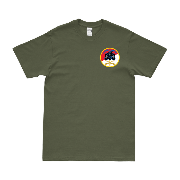 F Troop 8th Cavalry Regiment "Blue Ghost" Left Chest T-Shirt Tactically Acquired Military Green Small 