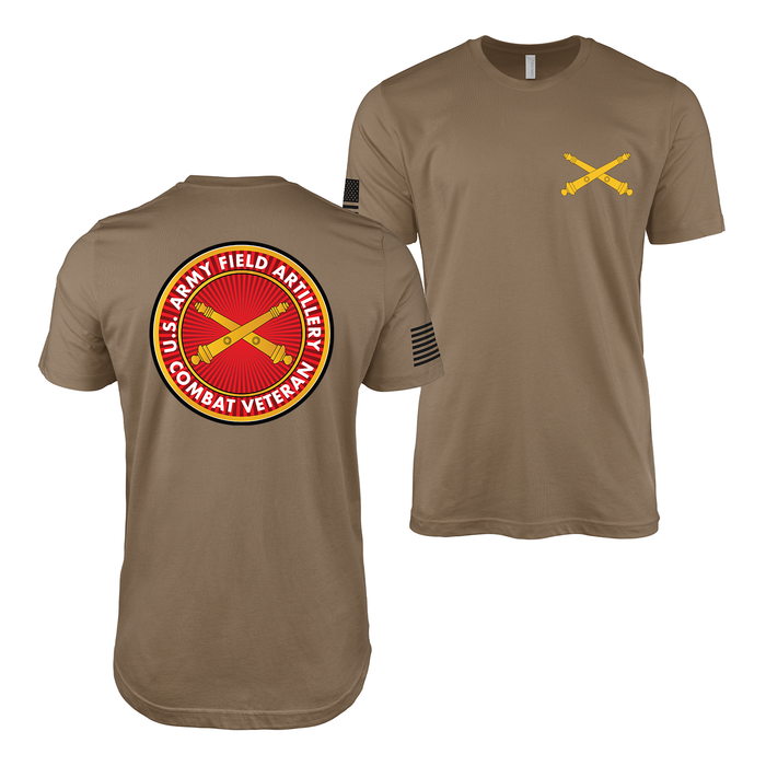 U.S. Army Field Artillery Combat Veteran T-Shirt Tactically Acquired Woodland Brown Small