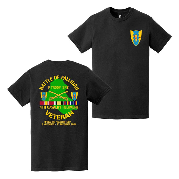 Double-Sided 4th Cavalry Regiment Second Battle of Fallujah (Operation Phantom Fury) Veteran T-Shirt