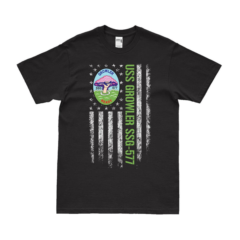 USSグロウラー (SSG-577) アメリカ国旗ロゴTシャツ