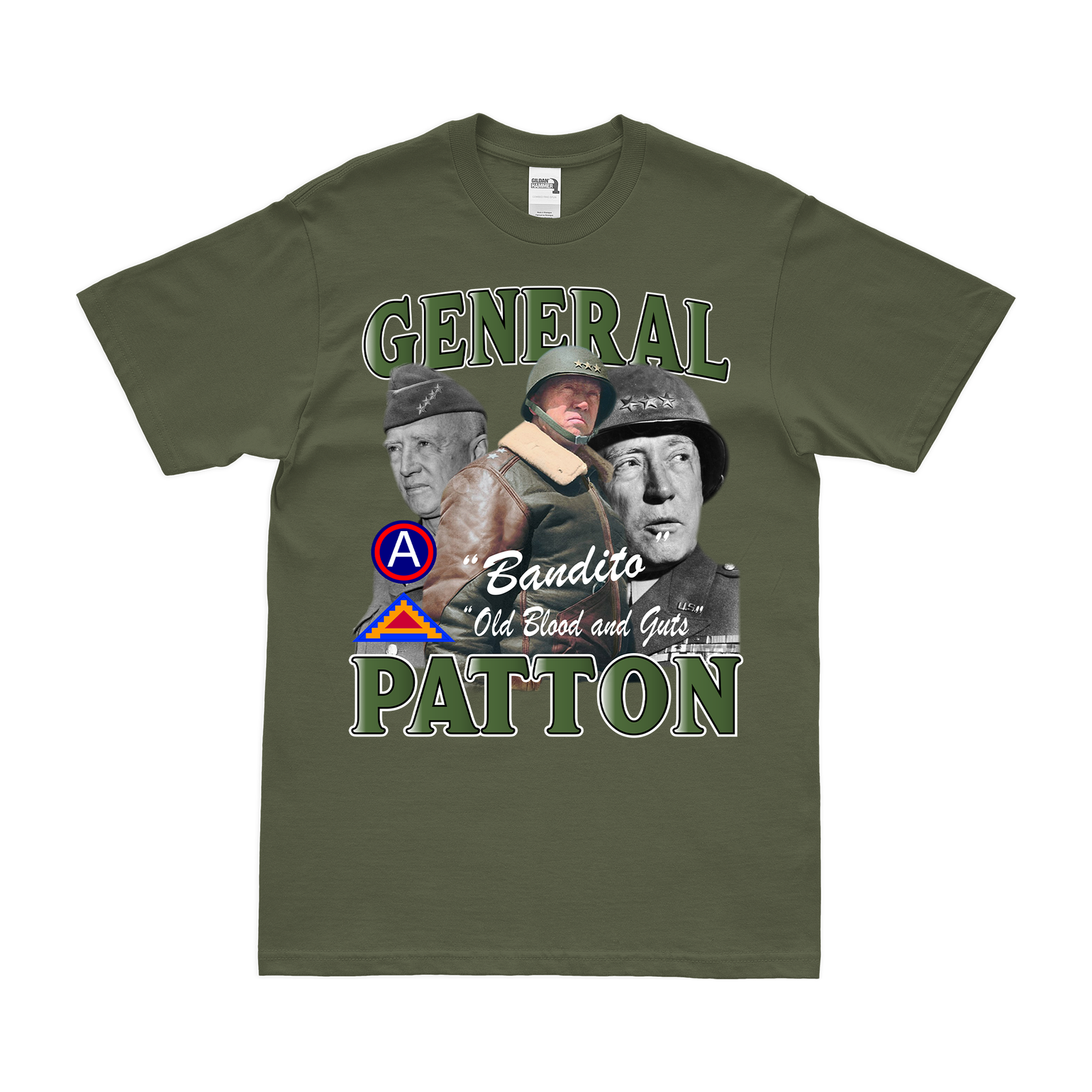 General George S. Patton U.S. Army WWII Legacy T-Shirt Tactically Acquired Military Green Small 