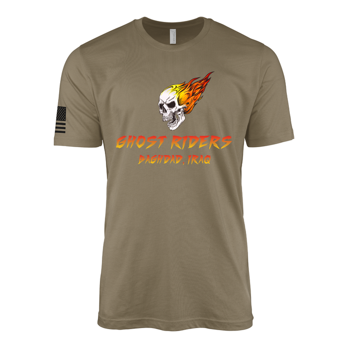 Ghost Riders Baghdad Iraq War T-Shirt Tactically Acquired Coyote Brown Small