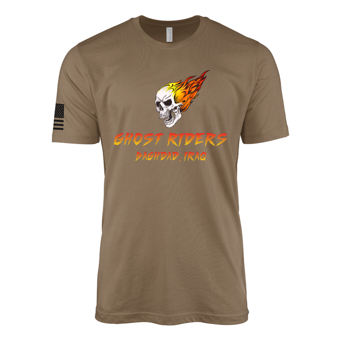 Ghost Riders Baghdad Iraq War T-Shirt Tactically Acquired Woodland Brown Small