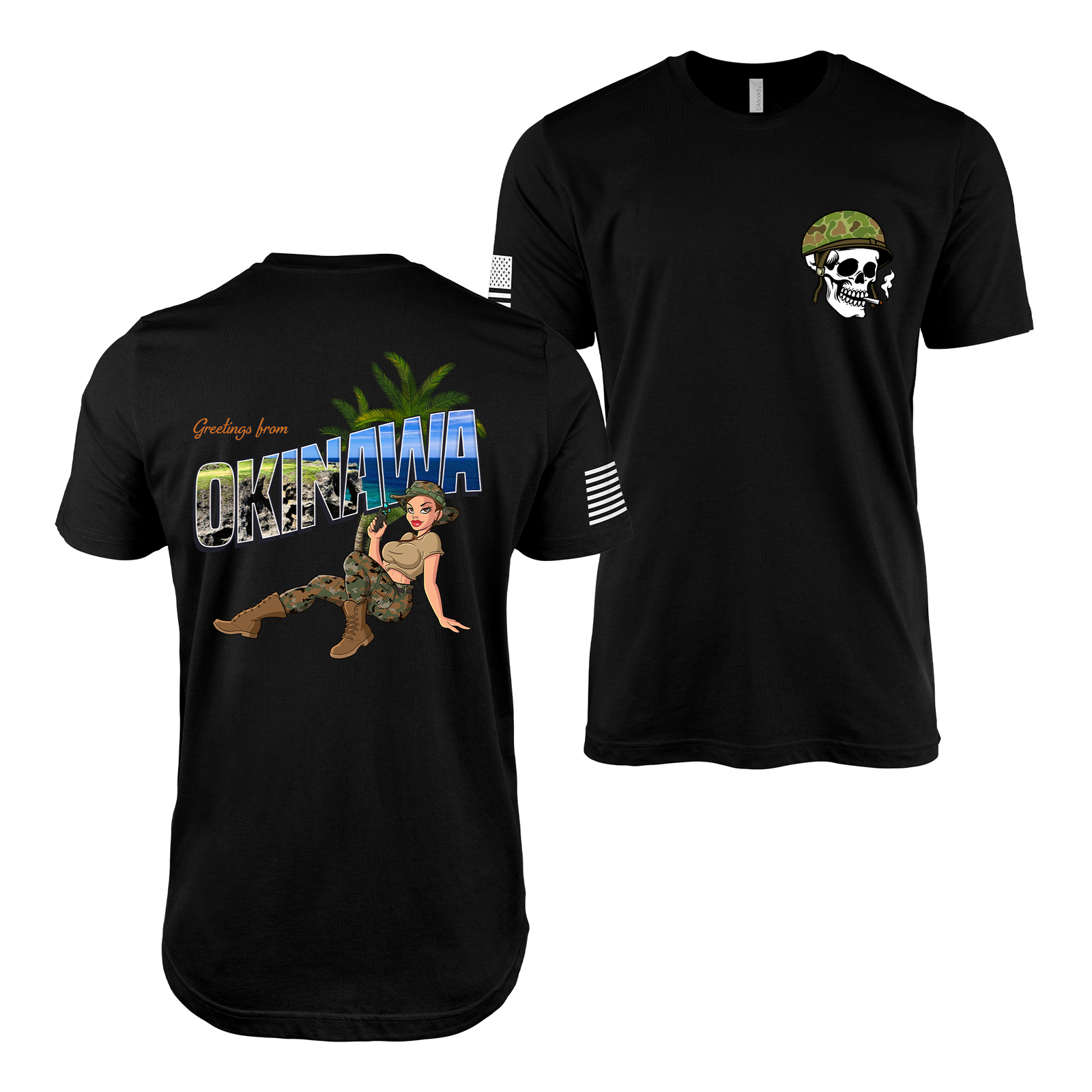 Yesi's Greetings From Okinawa Pin-Up T-Shirt Tactically Acquired Black S