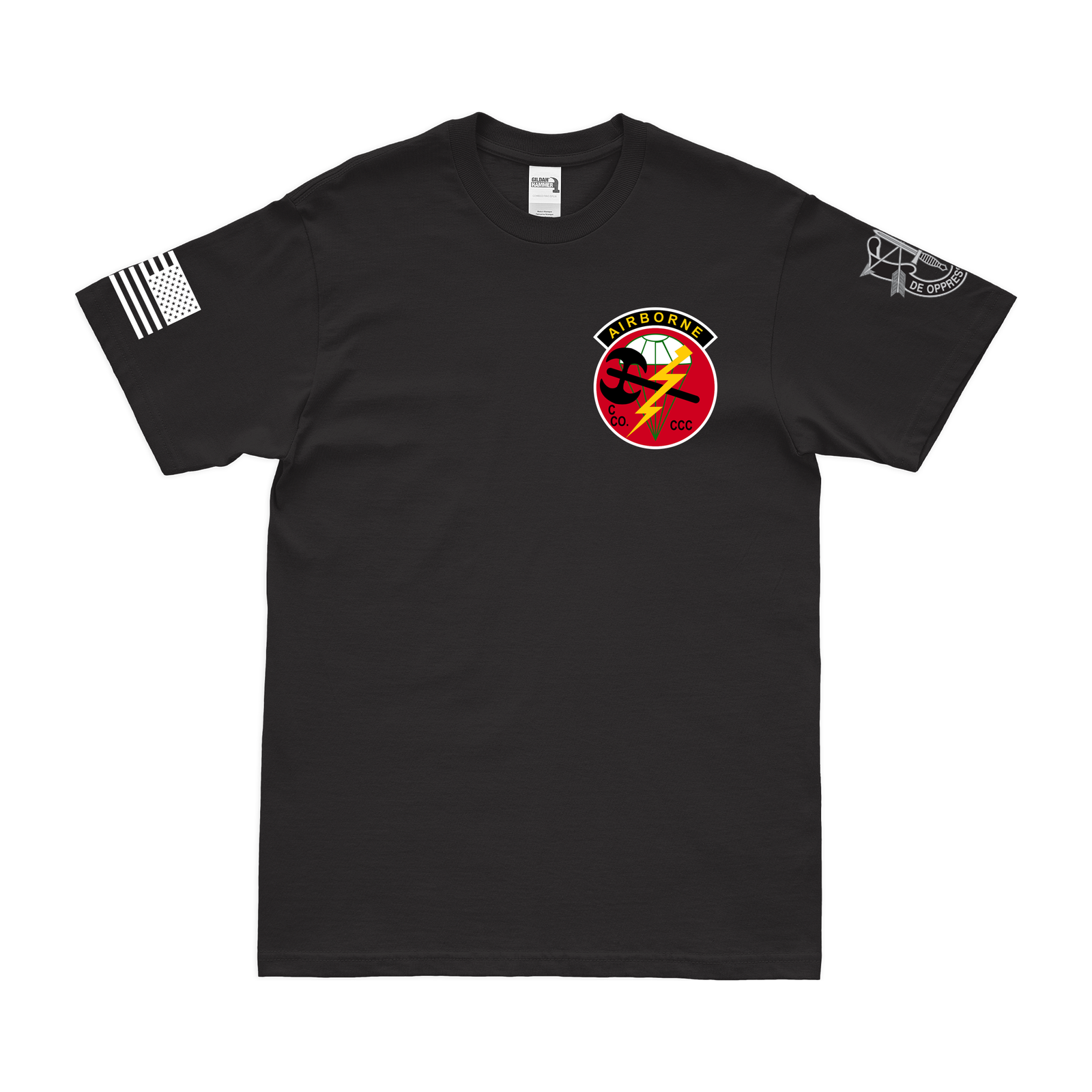 U.S. Army SF Hatchet Force CCC Vietnam Left Chest T-Shirt Tactically Acquired Black Small 