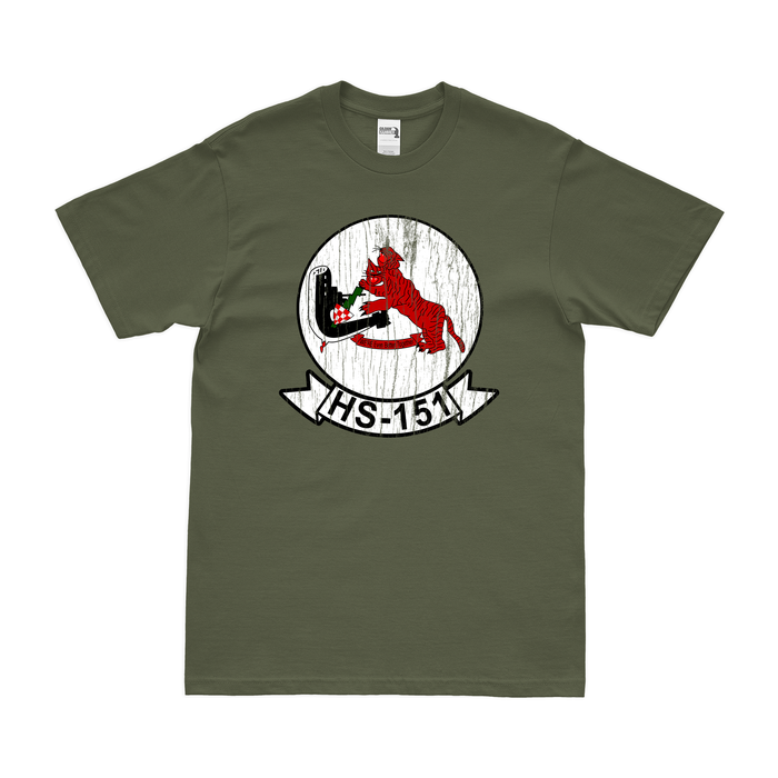 Helicopter Anti-Submarine Squadron 151 (HS-151) T-Shirt Tactically Acquired Military Green Distressed Small