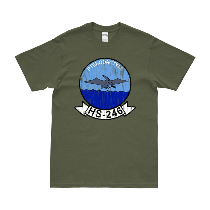 Helicopter Anti-Submarine Squadron 246 (HS-246) T-Shirt Tactically Acquired Military Green Distressed Small