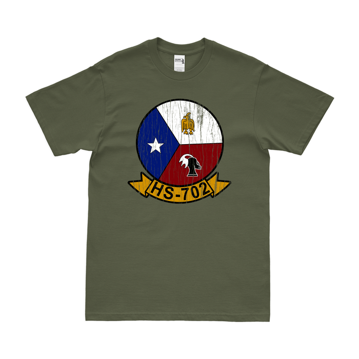 Helicopter Anti-Submarine Squadron 702 (HS-702) T-Shirt Tactically Acquired Military Green Distressed Small