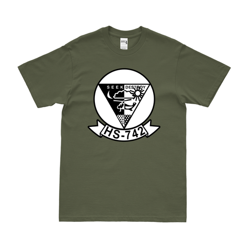 Helicopter Anti-Submarine Squadron 742 (HS-742) T-Shirt Tactically Acquired Military Green Clean Small