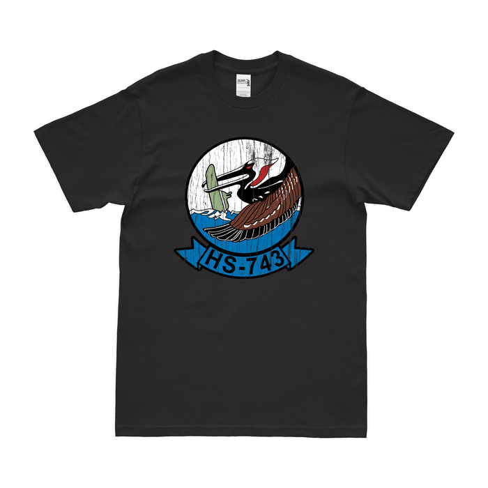 Helicopter Anti-Submarine Squadron 743 (HS-743) T-Shirt Tactically Acquired Black Distressed Small