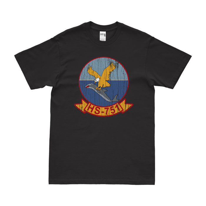 Helicopter Anti-Submarine Squadron 751 (HS-751) T-Shirt Tactically Acquired Black Distressed Small