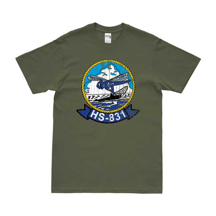 Helicopter Anti-Submarine Squadron 831 (HS-831) T-Shirt Tactically Acquired Military Green Distressed Small