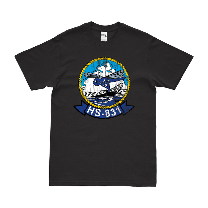 Helicopter Anti-Submarine Squadron 831 (HS-831) T-Shirt Tactically Acquired Black Distressed Small