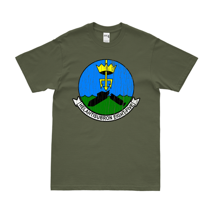 Helicopter Anti-Submarine Squadron 85 (HS-85) T-Shirt Tactically Acquired Military Green Distressed Small