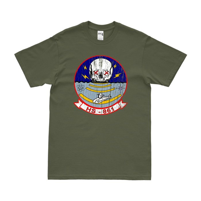 Helicopter Anti-Submarine Squadron 861 (HS-861) T-Shirt Tactically Acquired Military Green Distressed Small