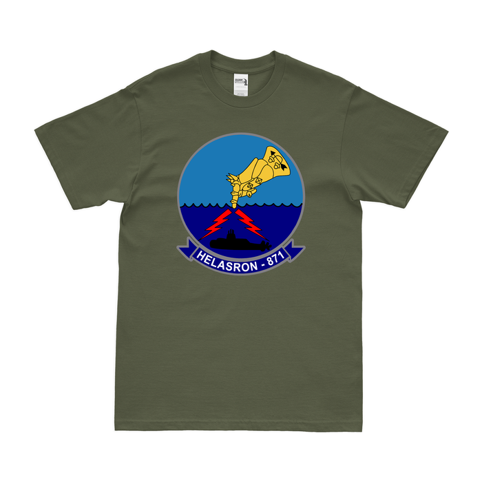 Helicopter Anti-Submarine Squadron 871 (HS-871) T-Shirt Tactically Acquired Military Green Clean Small