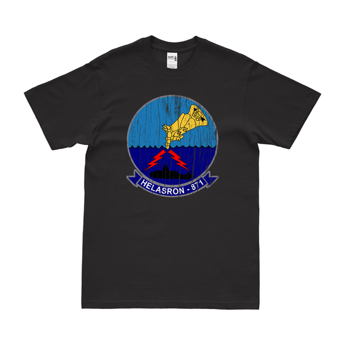 Helicopter Anti-Submarine Squadron 871 (HS-871) T-Shirt Tactically Acquired Black Distressed Small