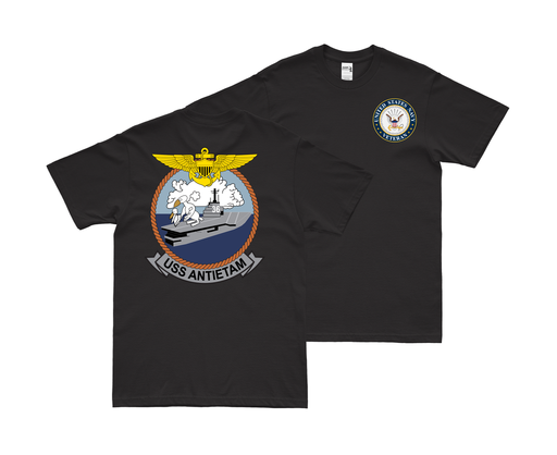 Double-Sided USS Antietam (CV-36) Veteran T-Shirt Tactically Acquired Small Black 