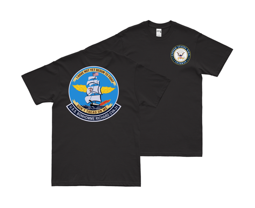 Double-Sided USS Bonhomme Richard (CVA-31) Veteran T-Shirt Tactically Acquired Small Black 