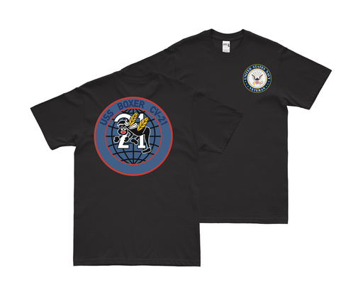 Double-Sided USS Boxer (CV-21) Veteran T-Shirt Tactically Acquired Small Black 