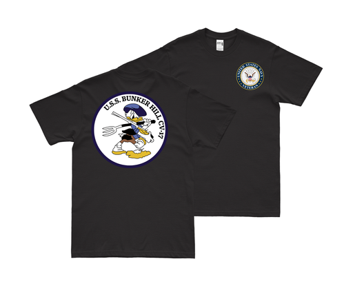 Double-Sided USS Bunker Hill (CV-17) Veteran T-Shirt Tactically Acquired Small Black 