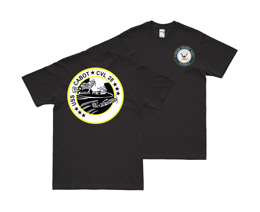 Double-Sided USS Cabot (CVL-28) Veteran T-Shirt Tactically Acquired Small Black 