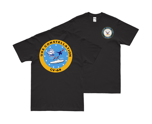 Double-Sided USS Constellation (CV-64) Veteran T-Shirt Tactically Acquired Small Black 