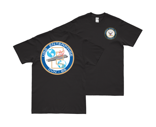 Double-Sided USS Enterprise (CVN-65) Veteran T-Shirt Tactically Acquired Small Black 
