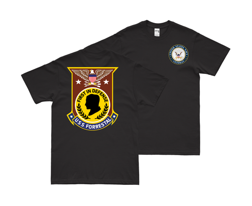 Double-Sided USS Forrestal (CV-59) Veteran T-Shirt Tactically Acquired Small Black 