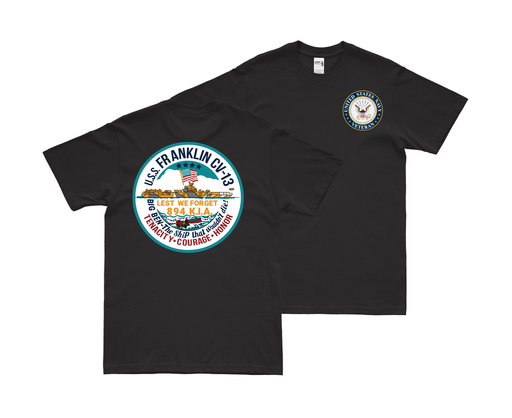 Double-Sided USS Franklin (CV-13) Veteran T-Shirt Tactically Acquired Small Black 