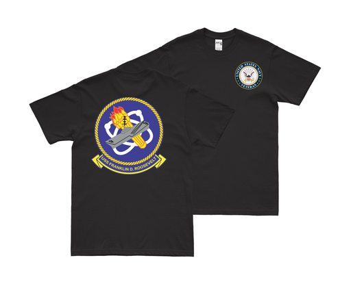 Double-Sided USS Franklin D. Roosevelt (CV-42) Veteran T-Shirt Tactically Acquired Small Black 