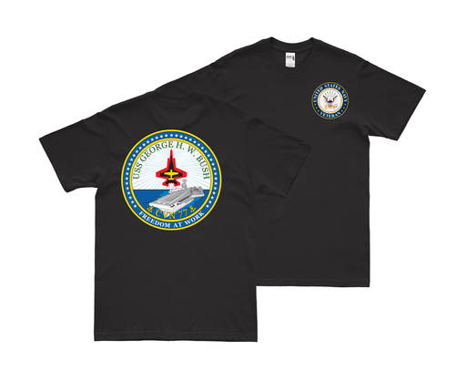 Double-Sided USS George H.W. Bush (CVN-77) Veteran T-Shirt Tactically Acquired Small Black 