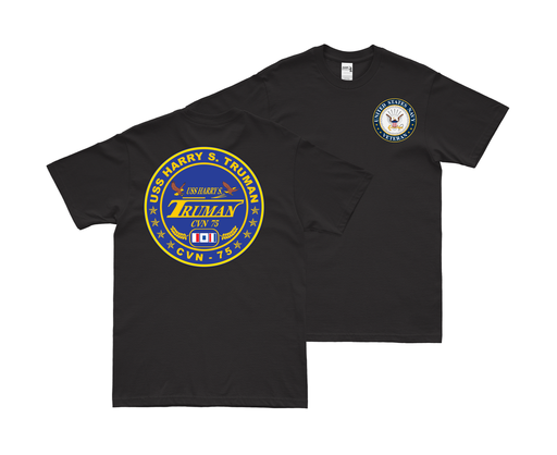 Double-Sided USS Harry S. Truman (CVN-75) Navy Veteran T-Shirt Tactically Acquired Small Black 