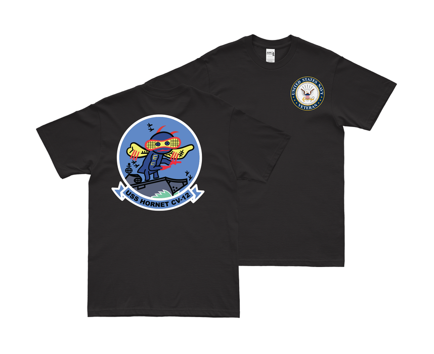 Double-Sided USS Hornet (CV-12) Veteran T-Shirt Tactically Acquired Small Black 