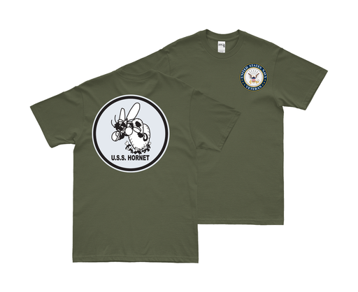 Double-Sided USS Hornet (CV-8) Veteran T-Shirt Tactically Acquired Small Military Green 