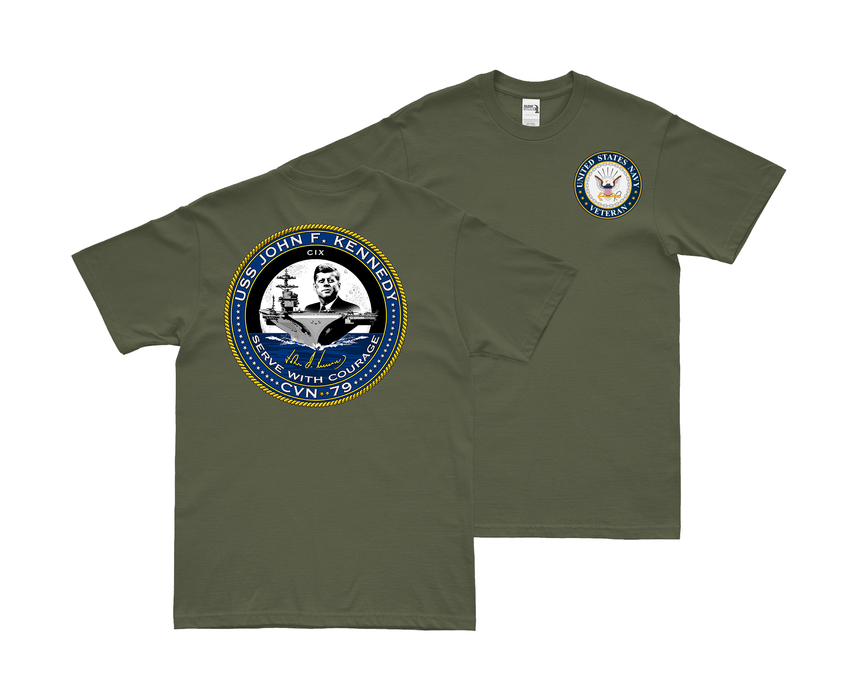 Double-Sided USS John F. Kennedy (CVN-79) Veteran T-Shirt Tactically Acquired   