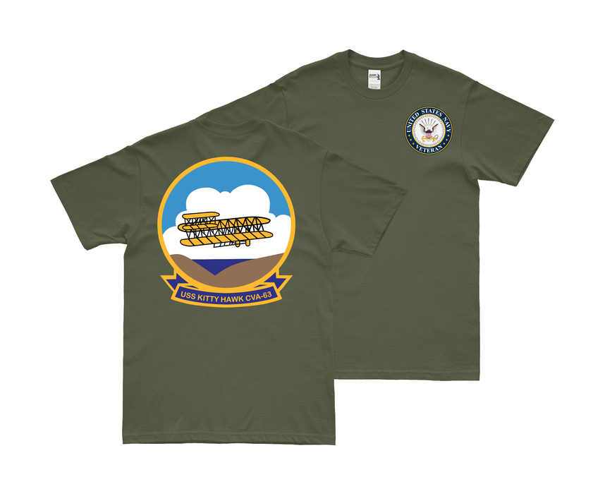 Double-Sided USS Kitty Hawk (CVA-63) Veteran T-Shirt Tactically Acquired   