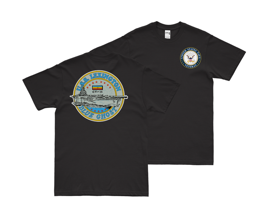 Double-Sided USS Lexington (CV-16) Veteran T-Shirt Tactically Acquired   