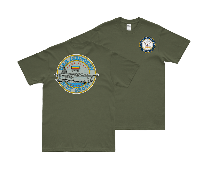 Double-Sided USS Lexington (CV-16) Veteran T-Shirt Tactically Acquired   