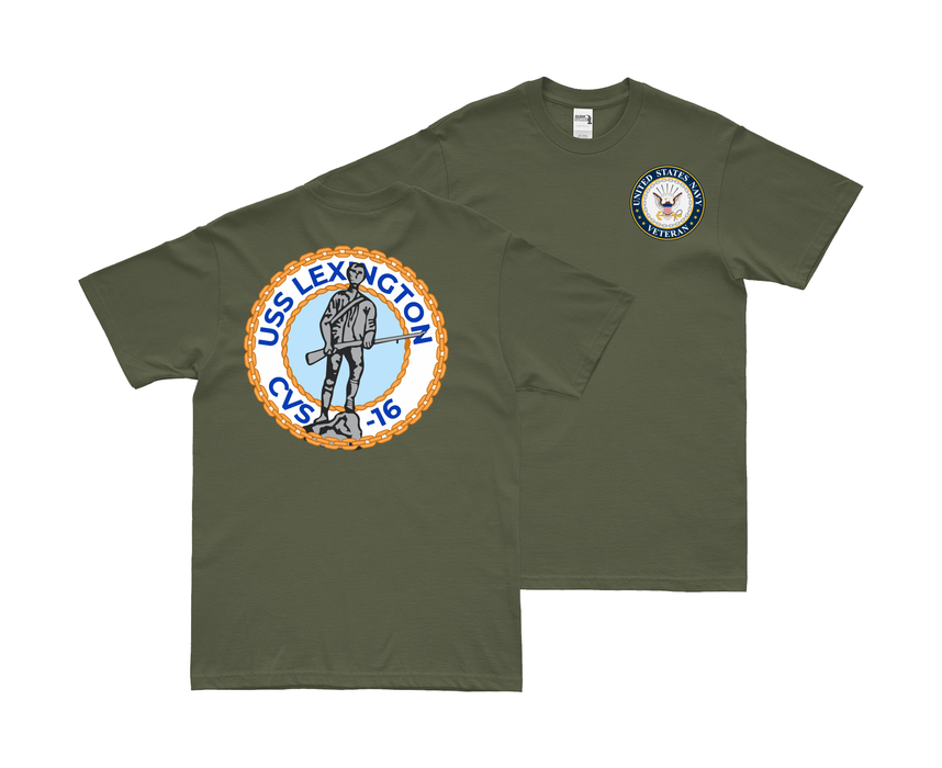 Double-Sided USS Lexington (CVS-16) Veteran T-Shirt Tactically Acquired   