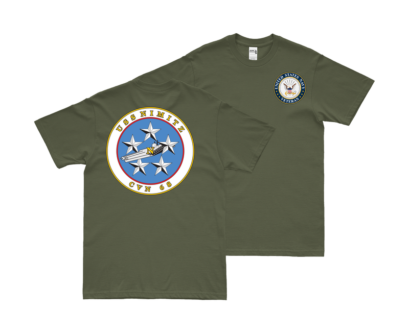 Double-Sided USS Nimitz (CVN-68) Navy Veteran T-Shirt